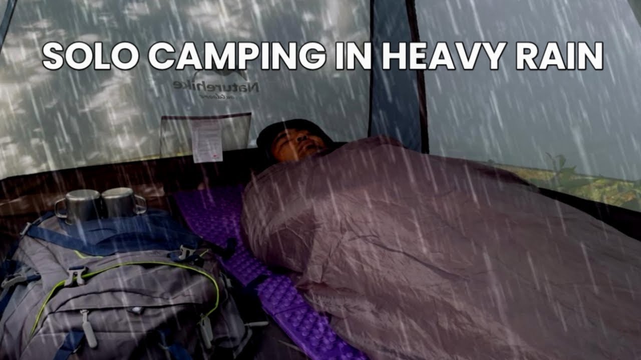 SOLO CAMPING IN HEAVY RAIN - RELAXING IN THE TENT - ASMR - YouTube
