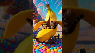 Mama cat trims so fur in chocolate banana car