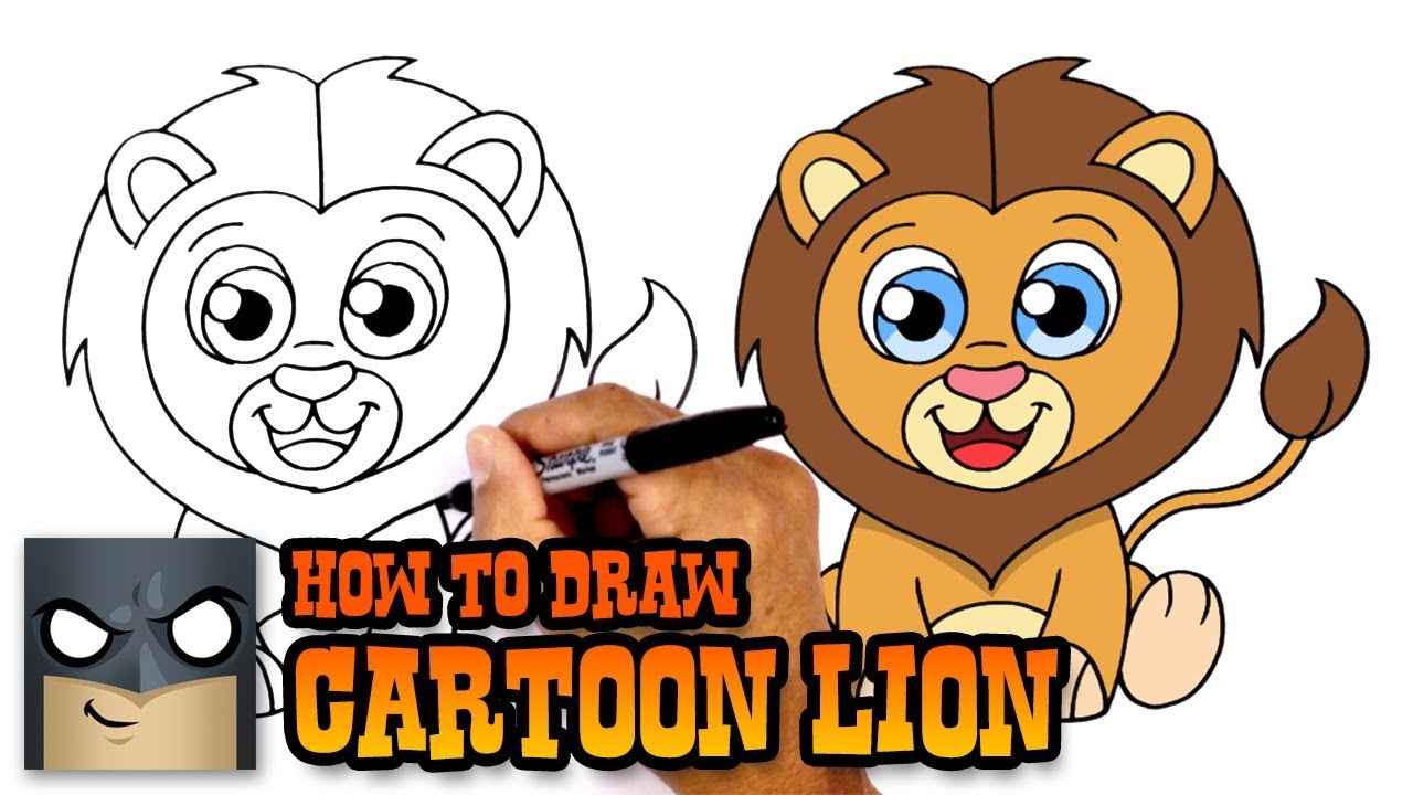 How to Draw a Lion Roaring (Cartoon)