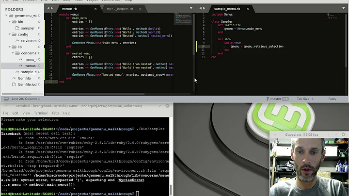 Walkthrough for ruby gem gem_menu