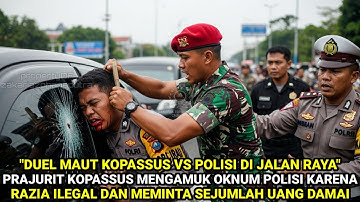 TENTARA KOPASSUS HAJAR OKNUM POLISI SAMPAI BABAK BELUR KARENA RAZIA ILEGAL DAN MEMINTA UANG DAMAI