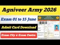 Agniveer Army Exam Admit Card Download 2026 ll Agniveer Army Exam City & Exam Centre 2026 