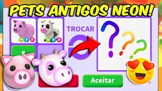 Trocando Vaca Neon E Porco Neon Pets Antigos Do Ovo Da Fazenda Neon Cow Neon Pig Adopt Me