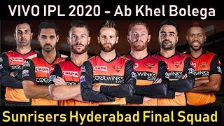 IPL 2020: Sunrises Hyderabad (SRH) Full Squad for IPL 2020