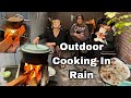 Outdoor cooking in the rain desi wood chula biryani naan and chai