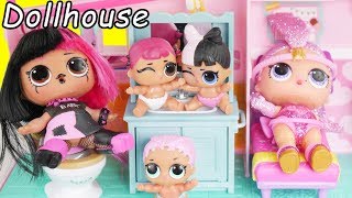 LOL Surprise Dolls Visit Shopkins Doll house with Barbie Babysitter Goldie