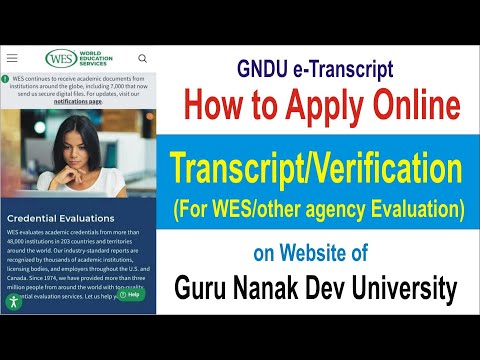 GNDU e Transcript How to Apply online for Transcript Verification GURU Nanak Dev University Amritsar