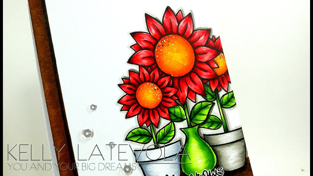 One Layer Copic card featuring Lawn Fawn - YouTube