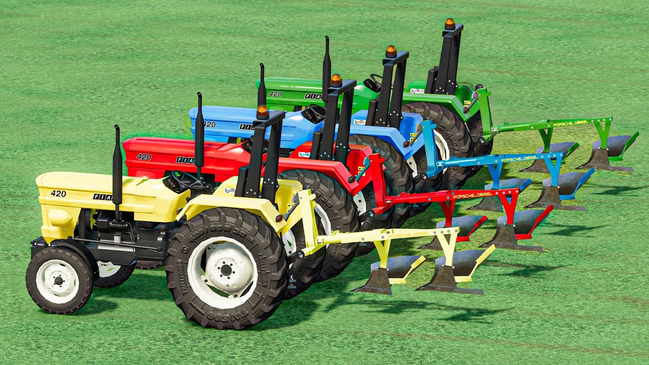 MINI TRACTORS OF COLORS - FUNNY PLOW with FIAT TRACTORS - FS22
