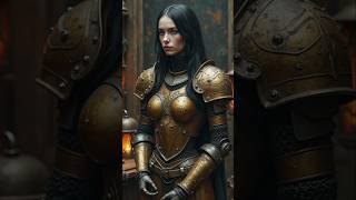 Robot Warrior Lady: Ancient Armor in Futuristic Lab #worriers #youtubeshorts #shorts