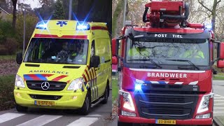 (Combi) Ambulance 08-110 en brandweer 08-8551 met spoed van en naar melding