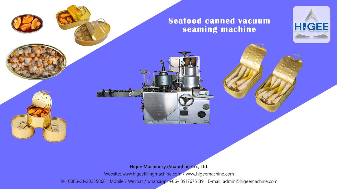 Seafood canned vacuum seaming machine-Higee machinery