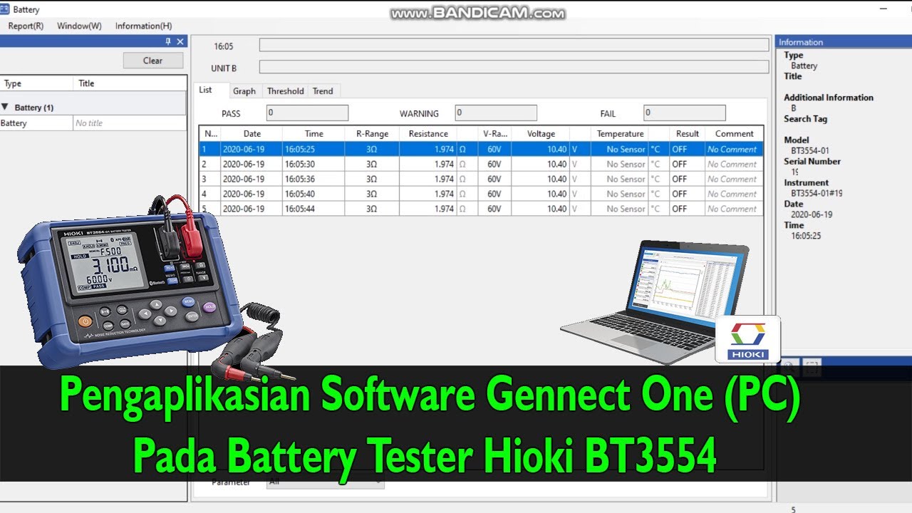 Battery Tester Part (3) Penggunaan Software GennectOne (PC) pada