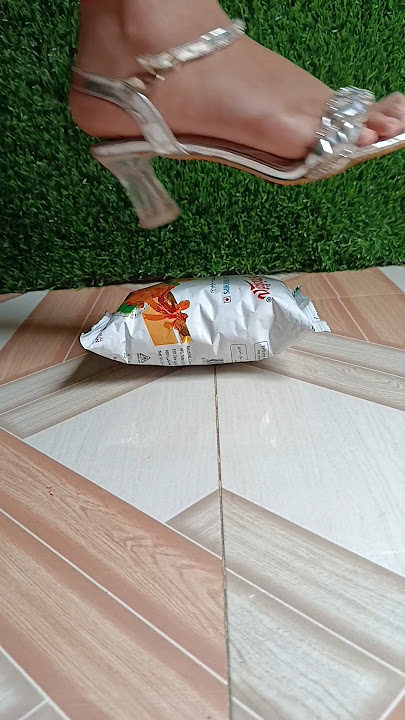 Glamour Meets Crunch: High Heels Chip Crushing ASMR #HeelsCrushing  #FootwearFashion #ViralShorts