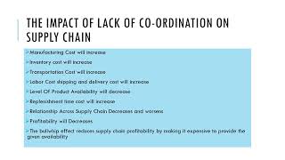 SUPPLY CHAIN MANAGEMENT - MODULE: 6 – CO-ORDINATION IN SUPPLY CHAIN
