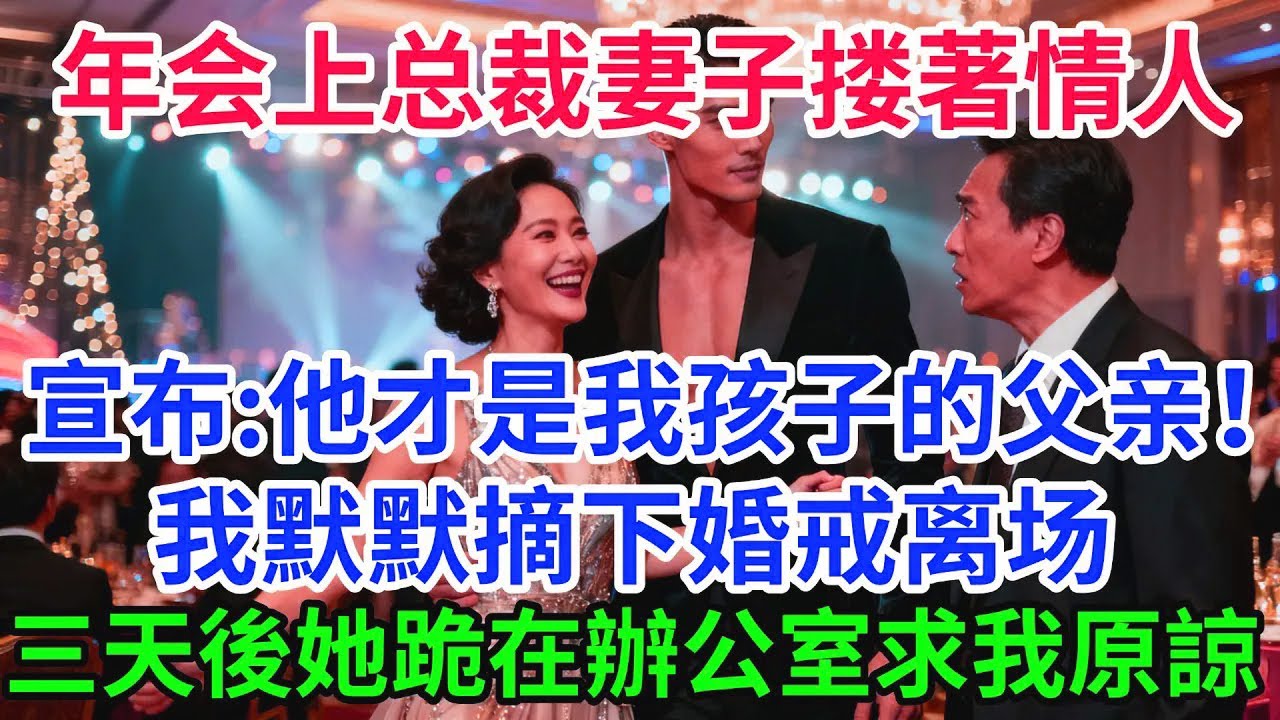 年會上總裁妻子摟著情人宣布：「他才是我孩子的父親！」 我默默摘下婚戒離場，三天後她跪在辦公室求我原諒【一窗昏曉】