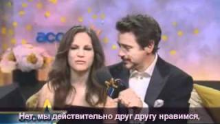 Susan and Robert Downey jr Golden Globe 2010 win interview, subtitles: russian