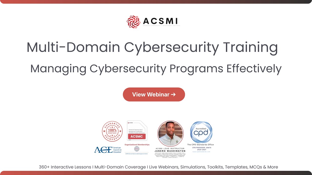 Cybersecurity Program Management for Security Operations | ACSMI Cybersecurity Training