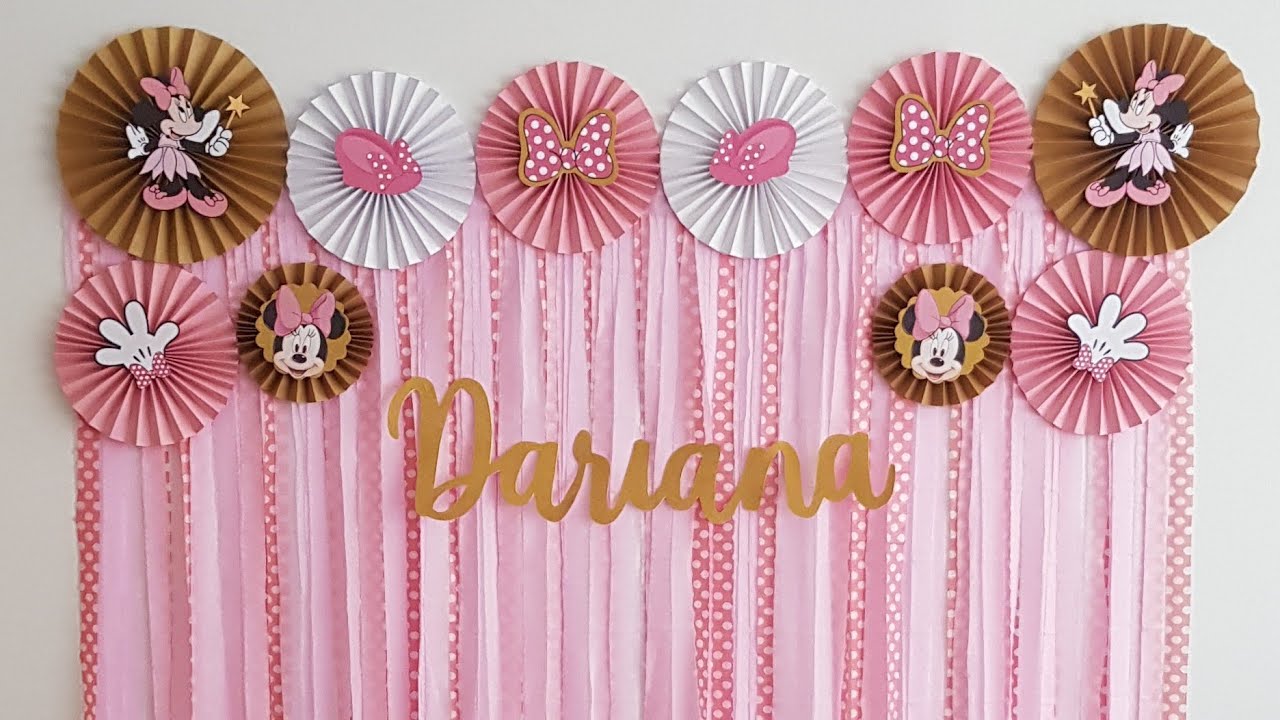 Decoracion Minnie Mouse Gold Facil Minnie Hada Rosetones De Papel Cortina De Papel Youtube