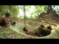 Building the most temple tunnel underground water slide to swimming pools