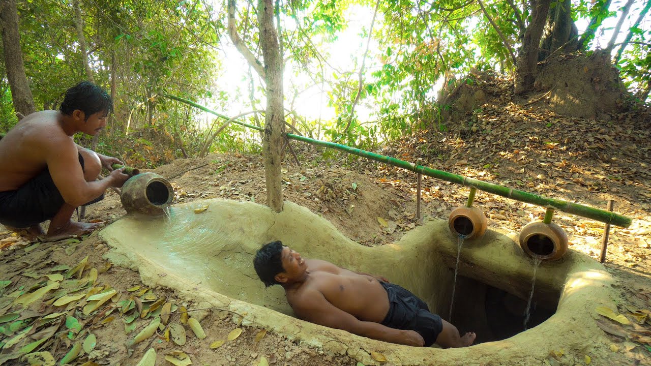 Building The Most Temple Tunnel Underground Water Slide To Swimming Pools