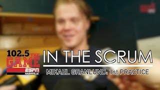 IN THE SCRUM: Mikael Granlund after his first practice with Nashville