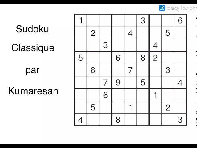 Sudoku classique - 3 niveaux: casse-tête parfait pour optimiser