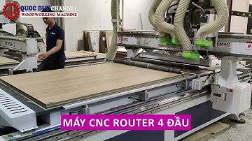 Máy CNC 4 Đầu - Máy Phay Cắt Ván CNC Có Rulo Đè Phôi - SM 1325 A4 | Quốc Duy