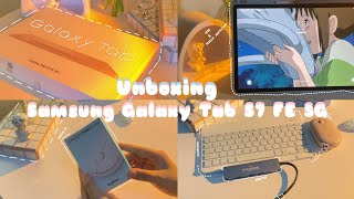 Unboxing Samsung Galaxy Tab S7 FE 5G 🪞🎧 | Mystic pink 128gb + Accessories 🌷