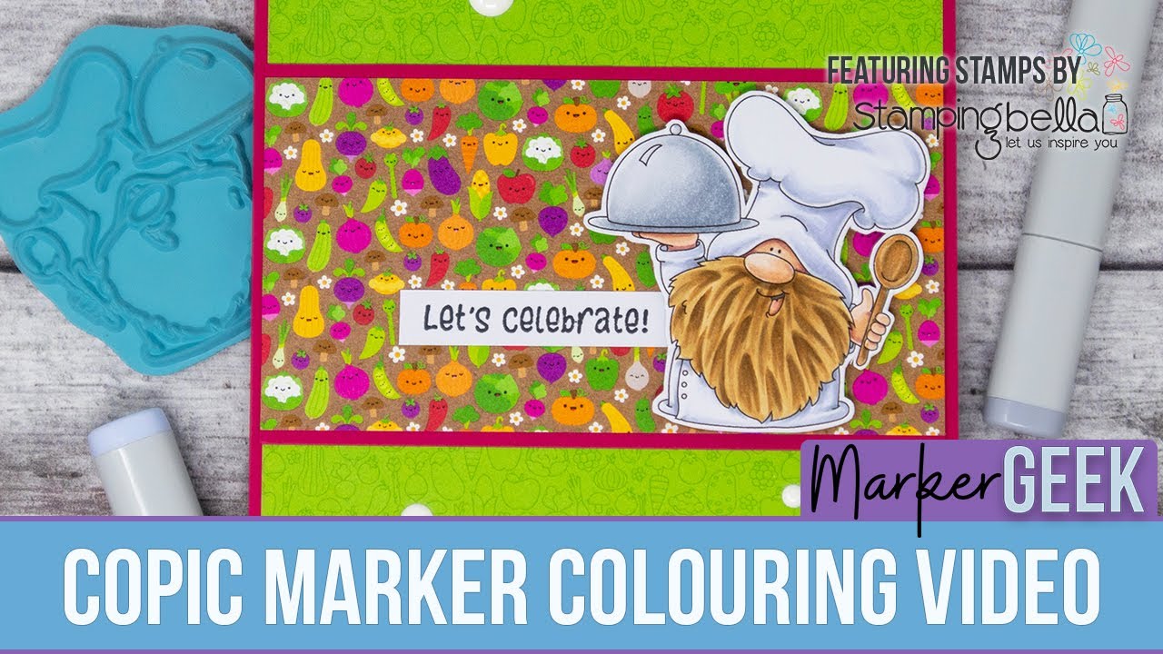 Copic Marker Colouring Stamping Bella Gnome Chef rubber stamp - YouTube