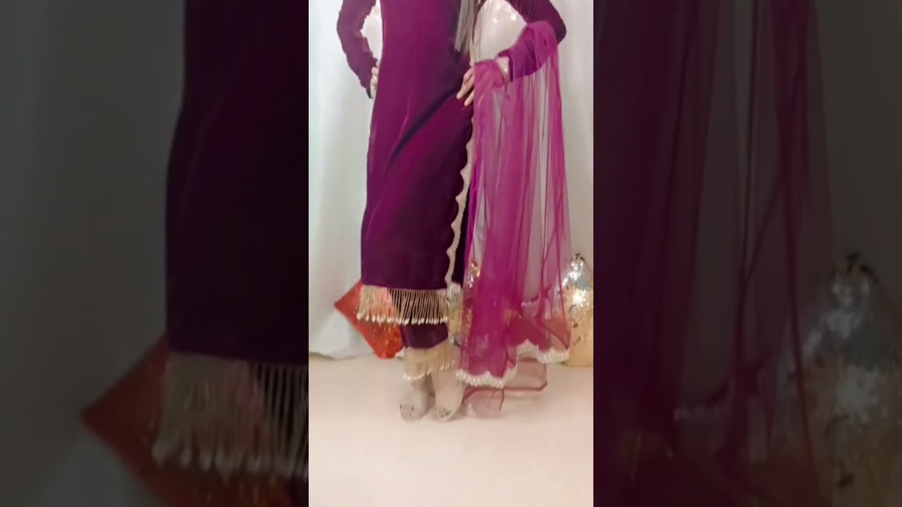 new party wear velvet suit design with cutting and stitching 