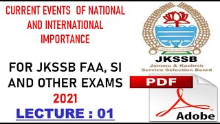 LECTURE 01| Current Events of National & International Importance for JKSSB EXAMS  || JANUARY 2021 screenshot 5