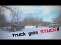 Silverado gets STUCK pushing snow! Plowing Vlog S1|E3