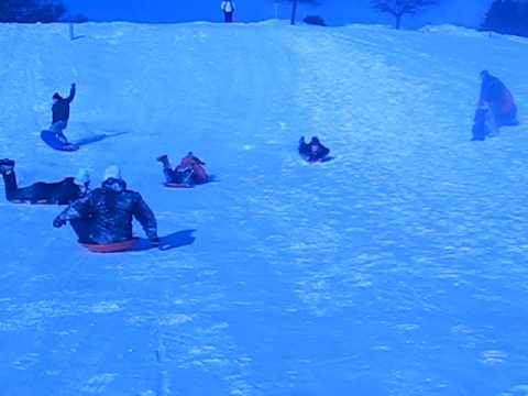 Sledding at the University of Wisconsin Baraboo/ Sauk County hills.