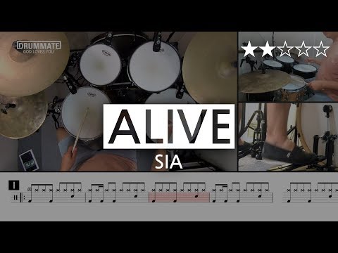 [Lv.04] Alive - SIA  (★★☆☆☆) Pop Drum Cover Score Sheet Lessons Tutorial