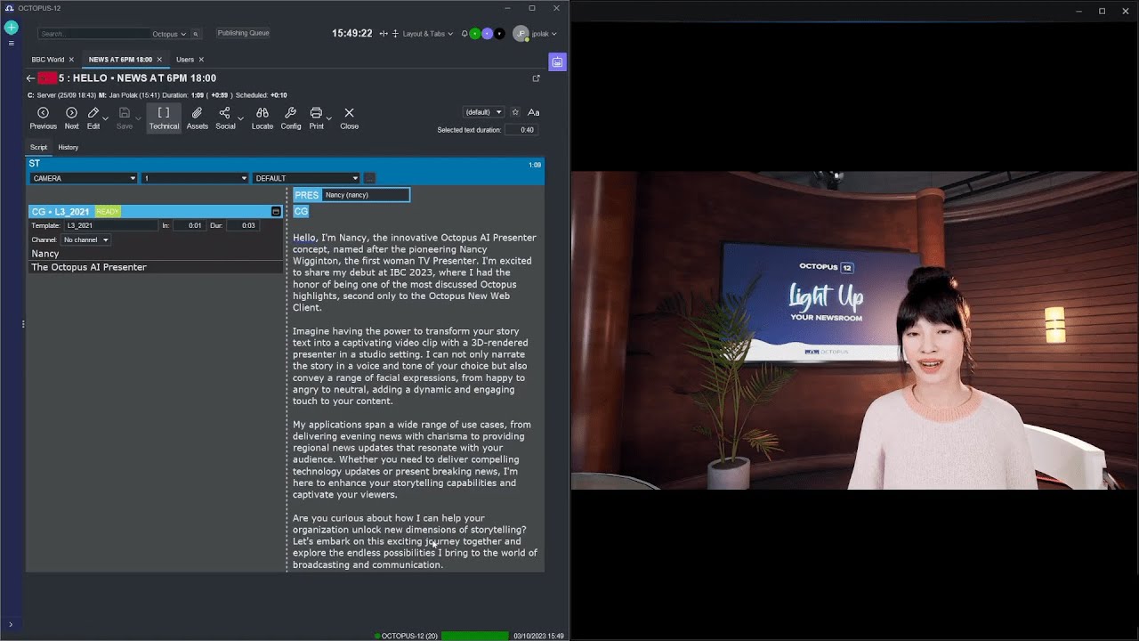 Octopus Nancy Ai News Presenter Concept