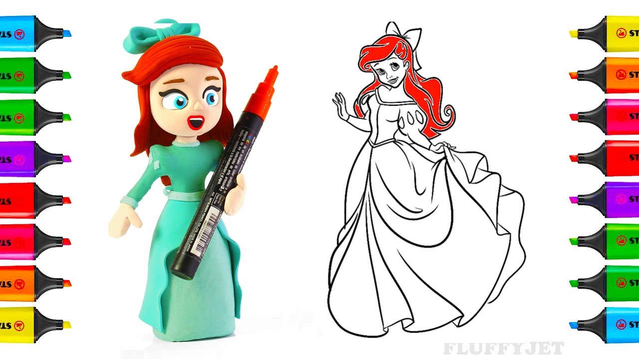 DISNEY PRINCESS   Coloring Pages   How to Draw The Little Mermaid   Youtube  Videos for Children