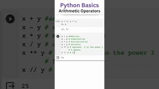 Arithmetic Operators in Python | Operators in Python | Python Arithmetic Operators #python #shorts