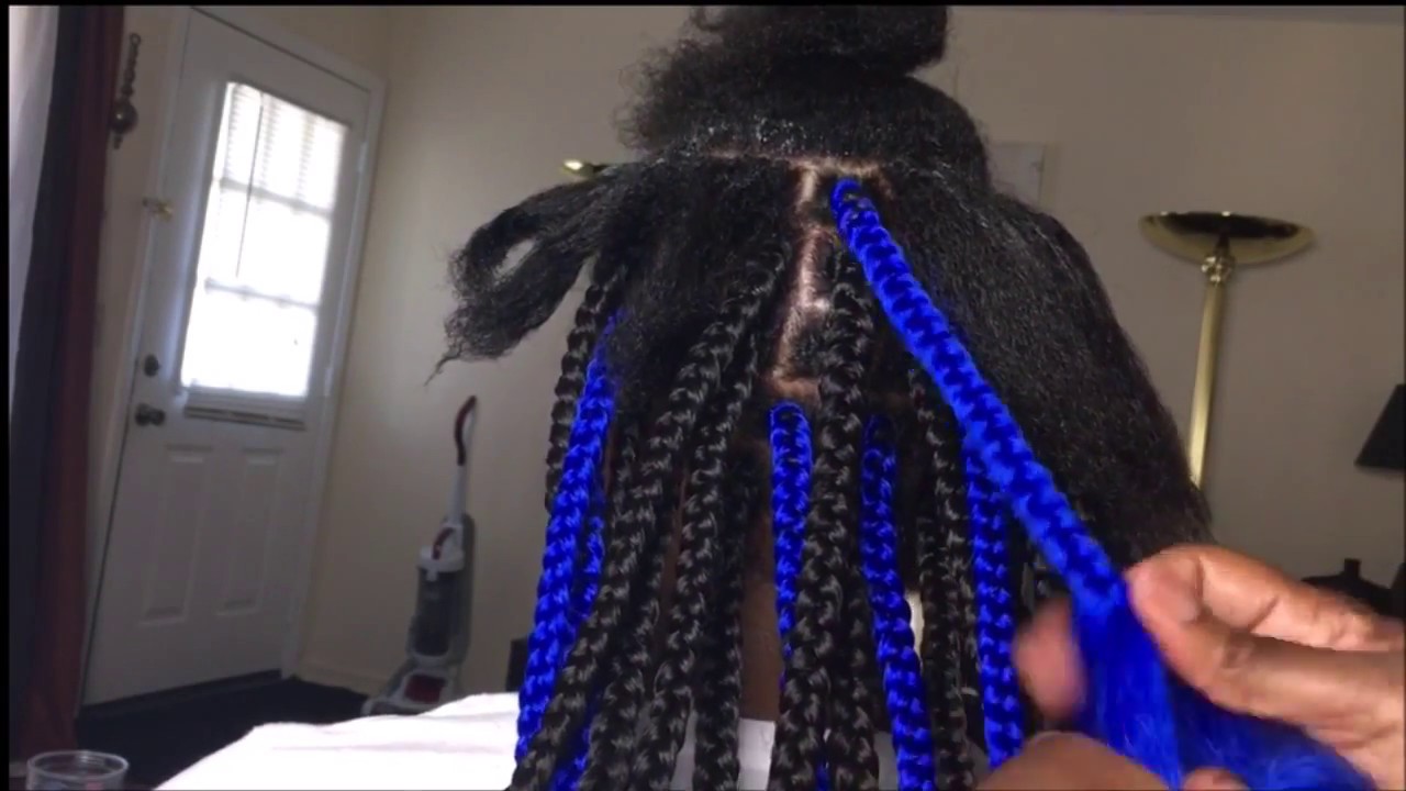 Blue & Black 😍  Black box braids, Blue box braids, Braids for