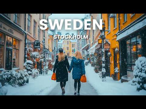 Stockholm, Schweden | MOST EXPENSIVE-Straße | Schneespaziergang 4K