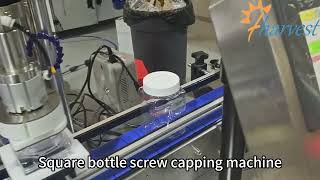 #Automatic square bottle linear screw capping machine, #Servo plastic jar twist off capper equipment