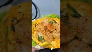 Ciabatta breakfast sandwich with eggs + sausage 🌭 #shorts #youtubeshorts #viral #food #ytshorts #yt