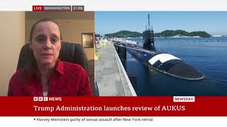 Jennifer Kavanagh on BBC News: Trump administration to review AUKUS pact