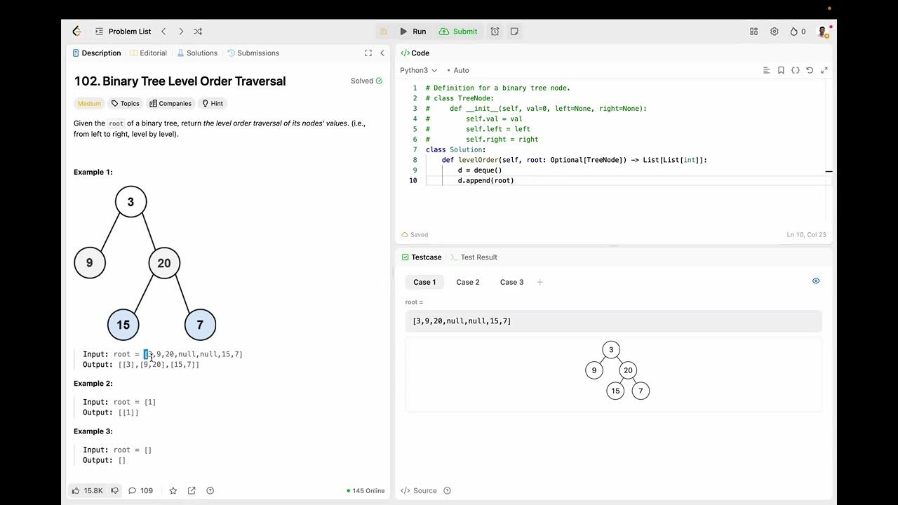Binary Tree Level Order Traversal - YouTube