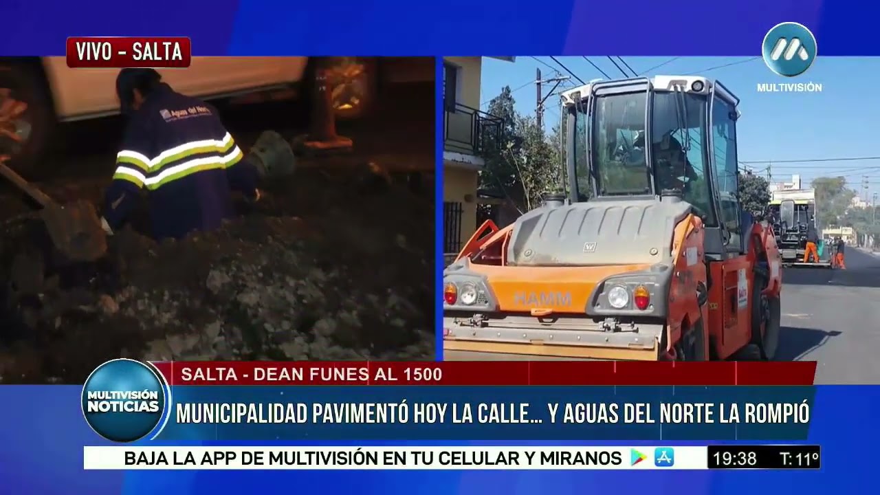 SALTA:  MUNICIPALIDAD PAVIMENTÓ HOY LA CALLE... Y AGUAS DEL NORTE LA ROMPIÓ.