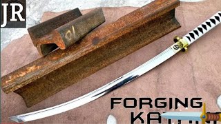 Rusted Railway Track Forged into a beautiful katana