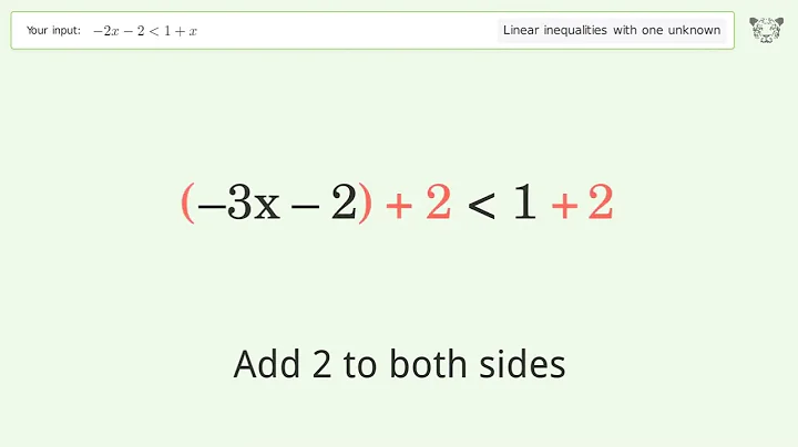 Solving Linear Inequalities: -2x-2 is Smaller Than 1+x
