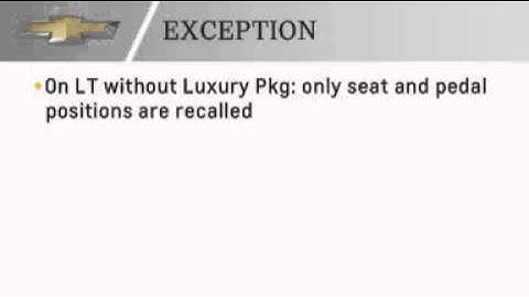 Chevy Tahoe Suburban Memory Seat Settings How to Use Video 2015 How It Works