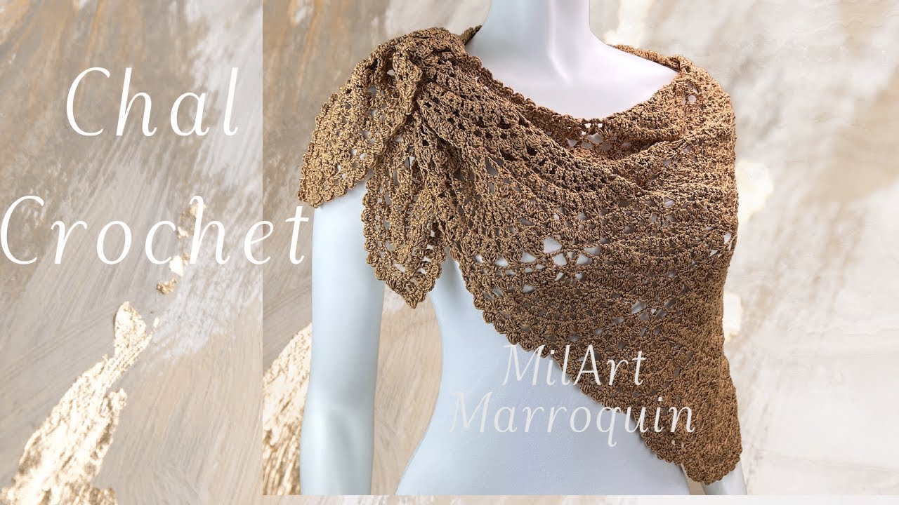 Chal Crochet en Abanicos fácil (cc)