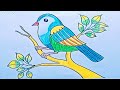 تلوين الطيور للمبتدئين تلوين مشهد الطيور رسم طيور بالالوان كيفية رسم الطيور